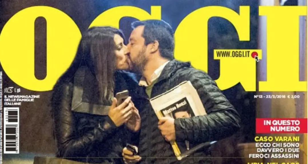 Il bacio tra Salvini e Isoardi su Oggi: «È la donna della mia vita»