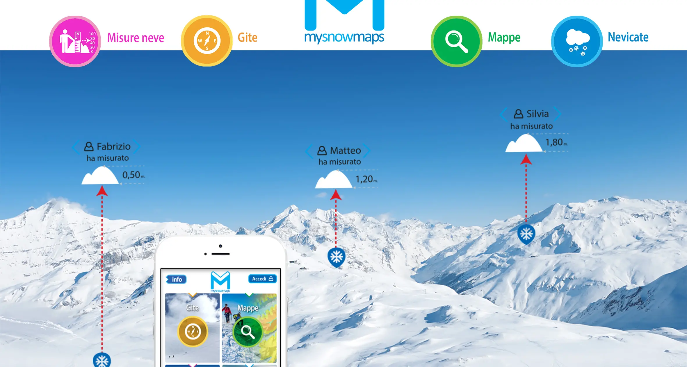 La App trentina MySnowMaps per la sicurezza in montagna