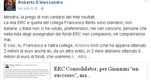Ricerca: la ministra si vanta Che bacchettata sui social