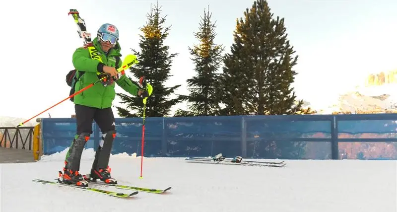 Gross e Razzoli sulle nevi fassane per preparare lo slalom di Kitzbühel
