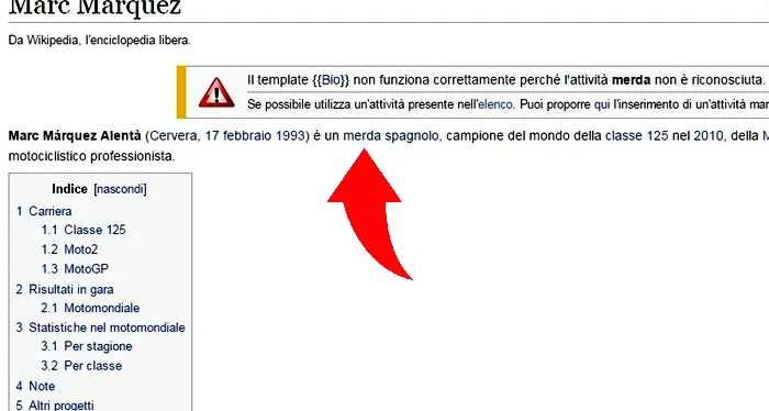 Márquez «un m... spagnolo» Dopo il Gp insulti su Wikipedia
