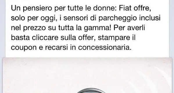 Fiat e la Festa delle Donne: «Gratis sensori di parcheggio»
