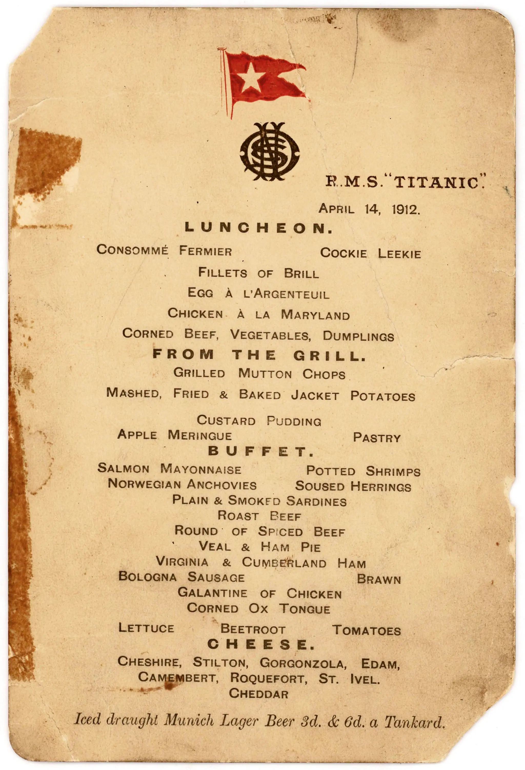 All'asta il menù dell’ultimo pranzo a bordo del Titanic