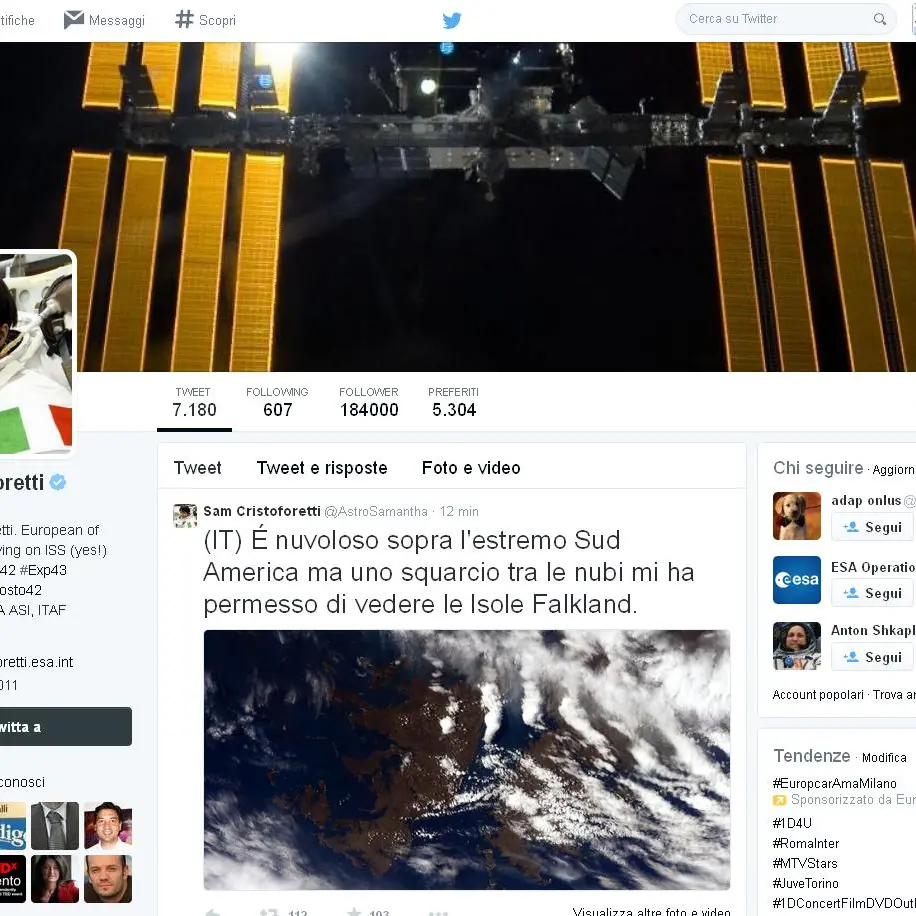 La terra vista dallo spazio: emozioni con AstroSamantha