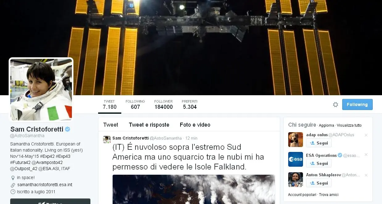 La terra vista dallo spazio: emozioni con AstroSamantha