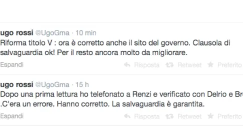 Rossi telefona a Renzi: il governo corregge l'errore