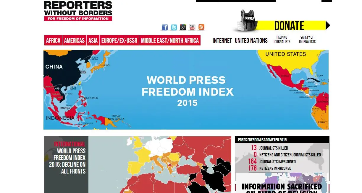 Libertà di stampa, l'Italia precipita al 73° posto