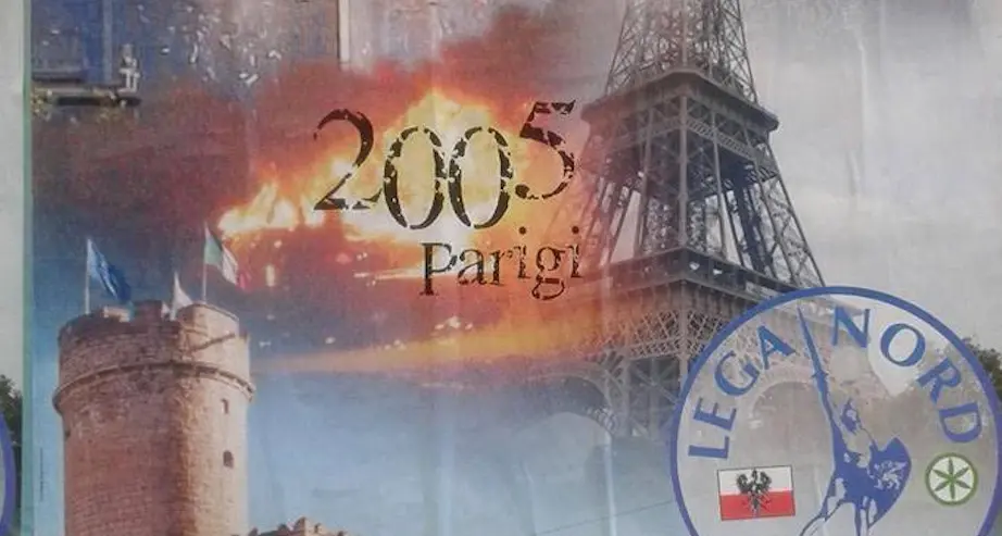 Manifesto leghista con gaffe: nessuna strage a Parigi nel 2005