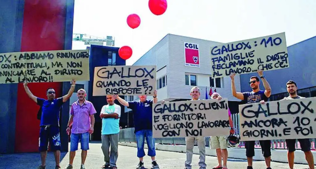Gallox, ex lavoratori beffati: niente soldi per l'ultimo salario