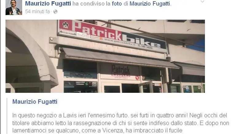Fugatti fa lo «sceriffo»: furti? Non lamentiamoci se si spara!