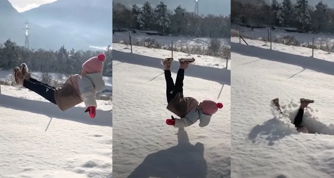 Il Dna Dallapè non mente... Come mamma Francesca: tuffi sì, ma nella neve!