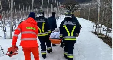 Si fa male lavorando in campagna, una donna di Dardine soccorsa e trasportata all'ospedale di Cles