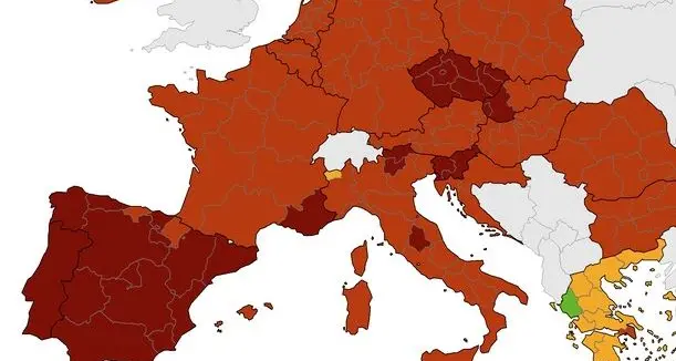 L'Unione Europea fa passare il Trentino a zona \"rosso scuro\", massima allerta del continente (ma per il governo siamo \"gialli\"