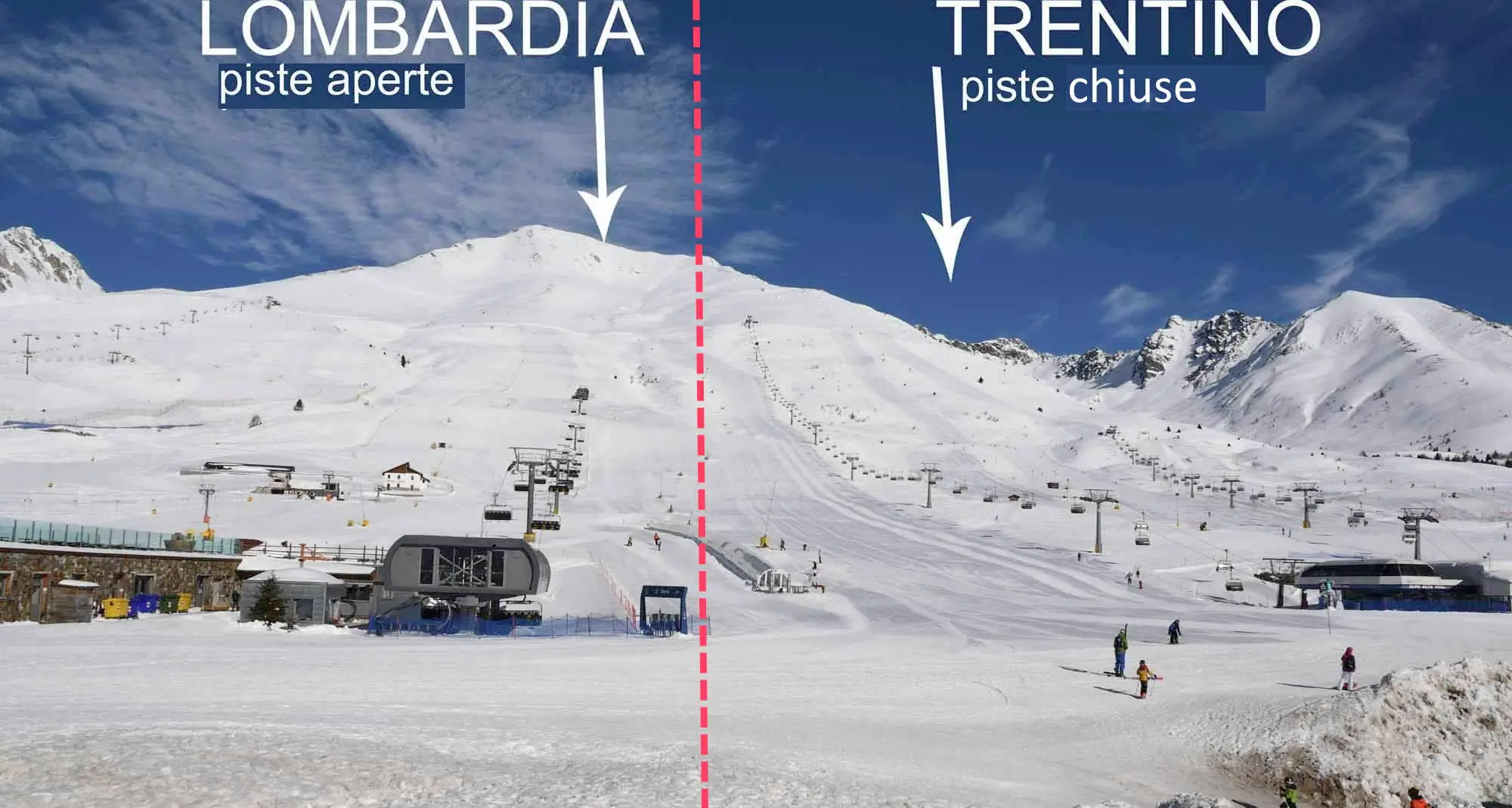 La beffa: riapre il Tonale, ma solo dal lato lombardo. Piemonte e Valtellina aprono gli impianti, ecco dove e come