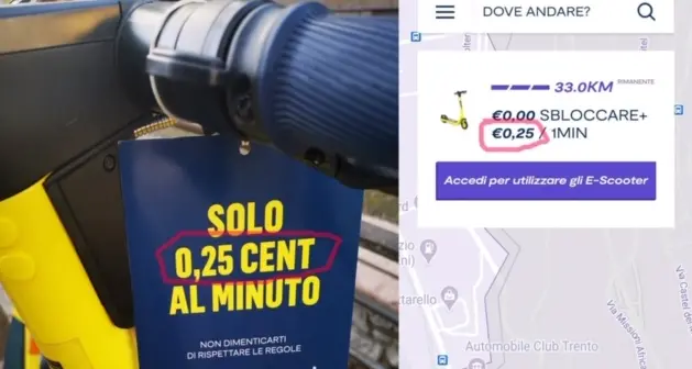 Monopattini a \"0,25 cent al minuto\", ma invece è 0,25 euro. Pubblicità ingannevole e Ianeselli si arrabbia