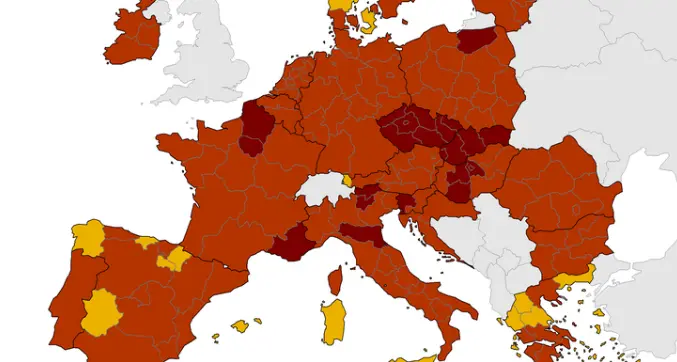 Rischio covid, Trento e Bolzano ancora in rosso scuro nella mappa Ue - Tutte le cartine