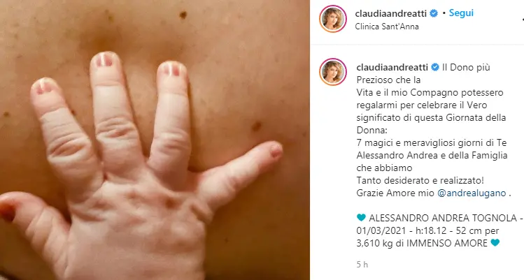 \"Incinta di dieci mesi\", il bambino è nato il primo marzo, solo oggi l'annuncio di Claudia Andreatti, ex Miss Italia