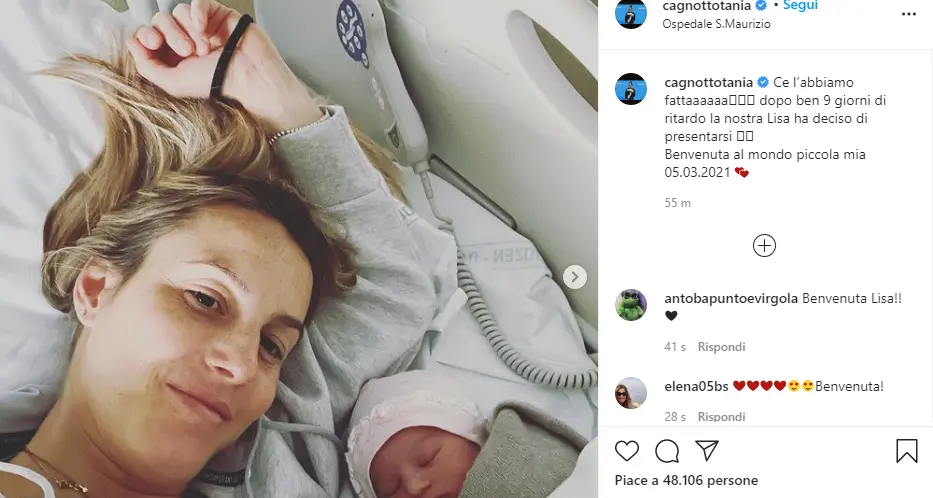 Tania Cagnotto di nuovo mamma: è nata la piccola Lisa