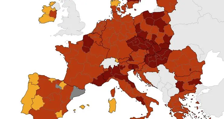 Per l'Europa il Trentino ancora a massimo rischio Covid. Alto Adige declassato invece alla fascia rosso chiaro