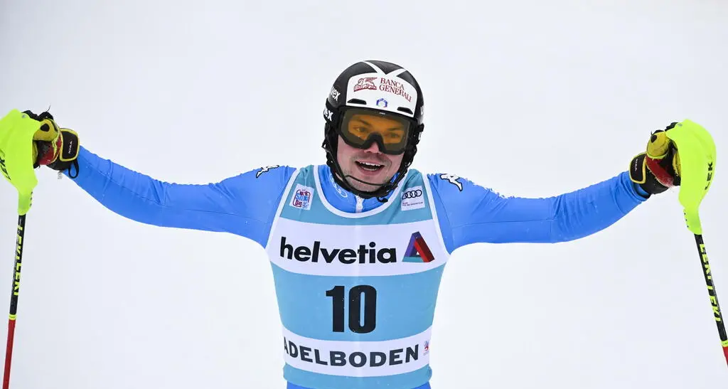 Seconda manche magica di Alex Vinatzer: dal 28° al settimo posto. Ad Adelboden vince a sorpresa l'austriaco Strolz