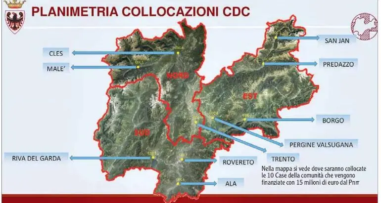 Ecco dove sorgeranno le dieci nuove Case della comunità in Trentino