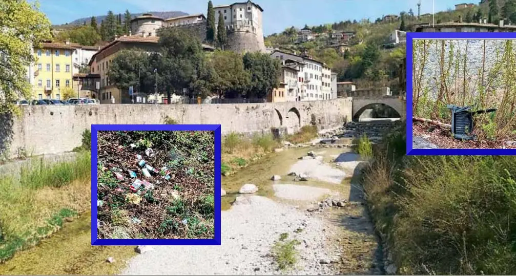 Passeggiata lungo il Leno: l'acqua bassa svela la pattumiera nel torrente
