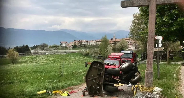 Trattorino tagliaerba si ribalta a Sfruz: in condizioni gravissime un ragazzo di 27 anni
