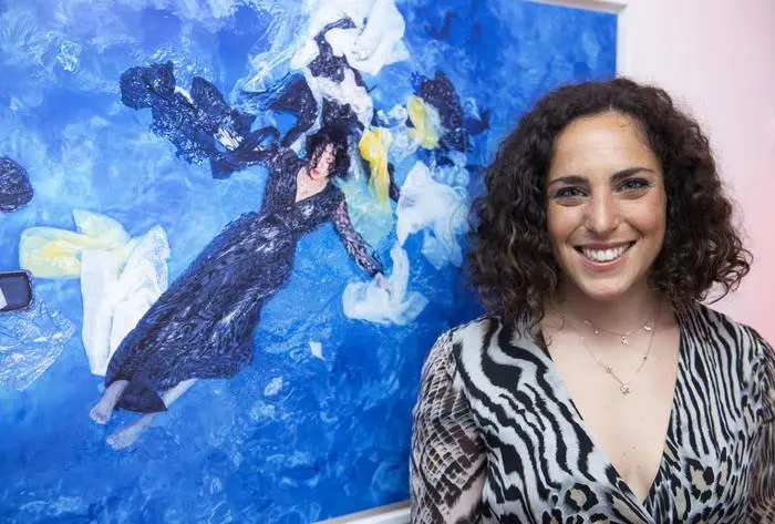 La campionessa di sci Federica Brignone, all'inaugurazione della mostra fotografica itinerante \\\"Traiettorie liquide\\\" presso gli uffici di Banca Generali Private a Roma, 23 maggio 2019. La mostra, ideata per richiamare l'attenzione della plastica nei nostri mari, sarà visitabile gratuitamente dal lunedì al venerdì' dalle 9:00 alle 17:30 fino al 3 giugno 2019. ANSA/MAURIZIO BRAMBATTI