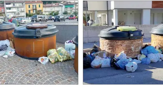 Campane dei rifiuti straripanti, il degrado dei sacchetti abbandonati