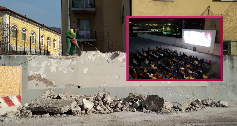 Abbattuto il muro bianco dei film all'oratorio, una pagina di memoria locale