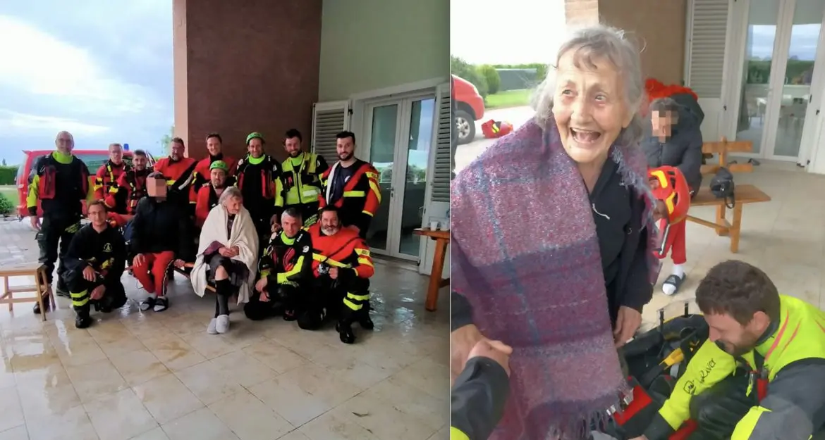 Cesena, il sorriso della nonna di 96 anni salvata dai soccorritori trentini