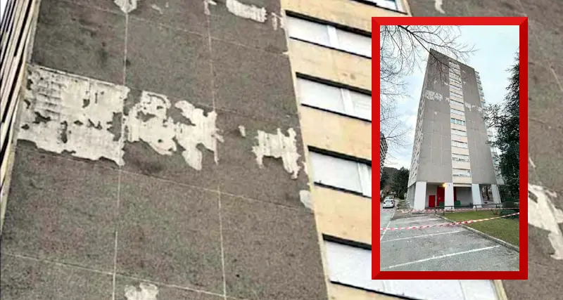 Villazzano 3, la torre perde il rivestimento: paura fra gli inquilini e nuove critiche rivolte all'Itea