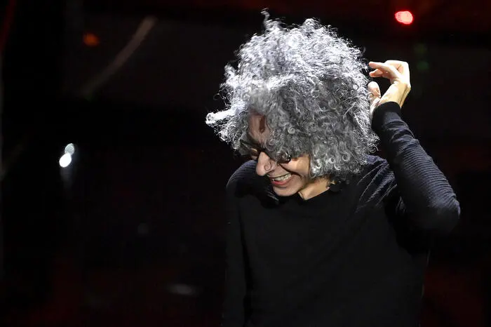 Italian music composer Giovanni Allevi on stage at the Ariston theatre during the 74th Sanremo Italian Song Festival in Sanremo, Italy, 07 February 2024. The music festival runs from 06 to 10 February 2024. ANSA/RICCARDO ANTIMIANI
