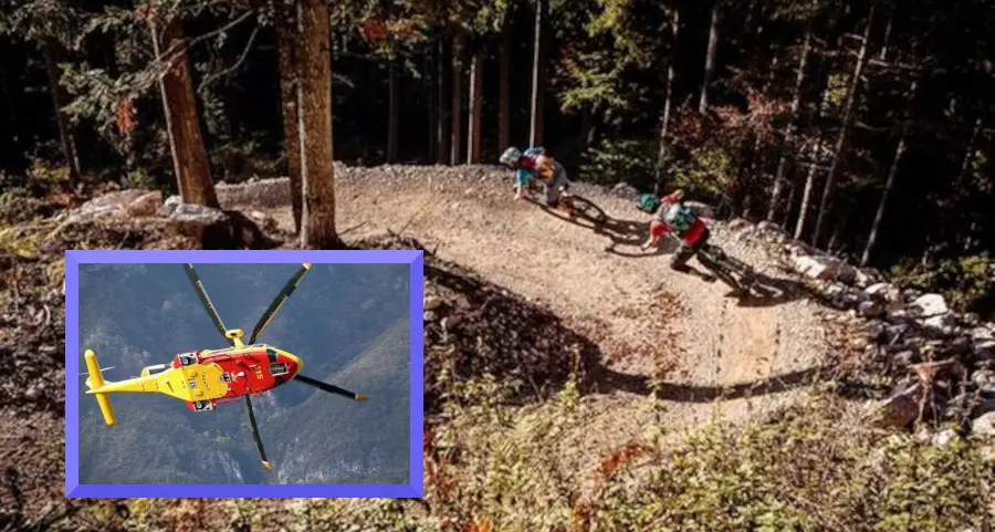 Paganella, biker cade rovinosamente in pista e sbatte la testa: soccorso con l'eliambulanza