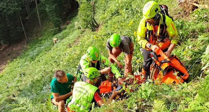 Pinzolo, due operai boschivi travolti da un tronco ruzzolano in un dirupo