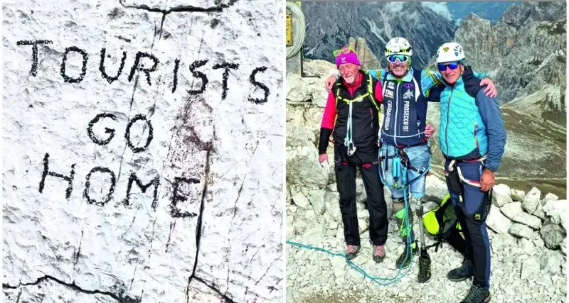 «Turisti andate a casa», sfregio sulle Tre Cime di Lavaredo. La scritta su roccia dove furono scoperte impronte di dinosauro