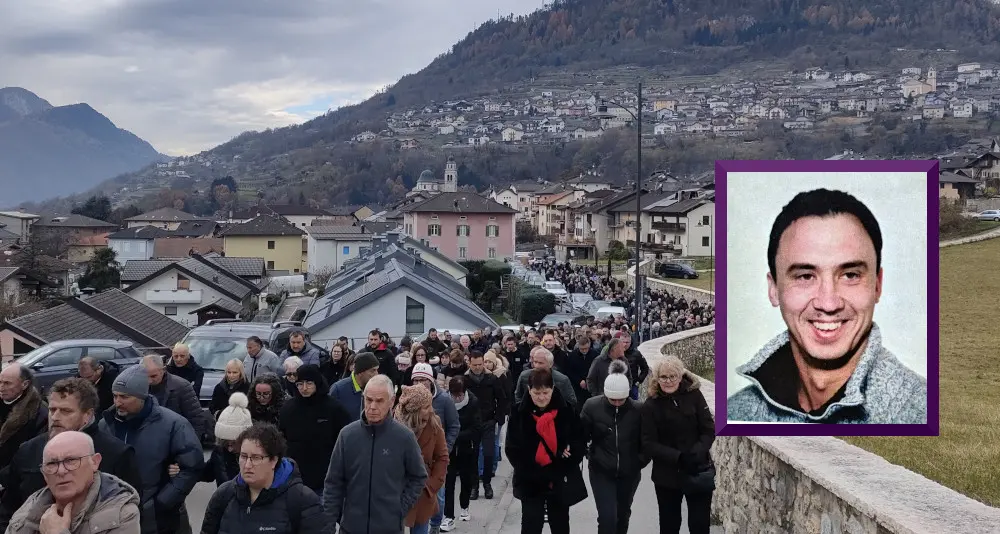 Telve, commozione infinita per l'ultimo abbraccio a Fabio Trentinaglia