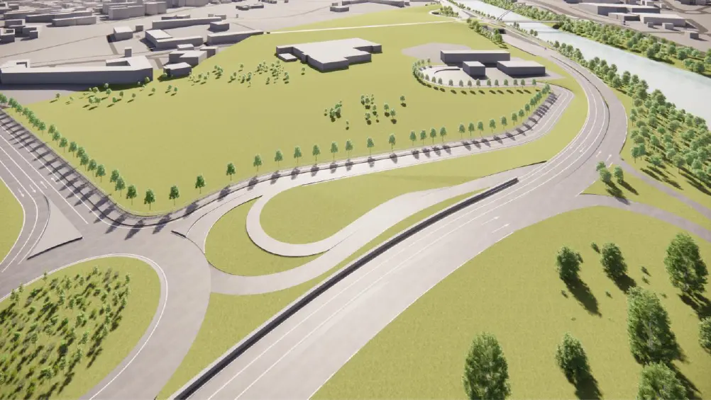 Render svincolo nuova viabilità al ponte di Ravina
