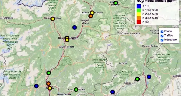 Qualità dell'aria, in Trentino Alto Adige bollini rossi per l'ozono