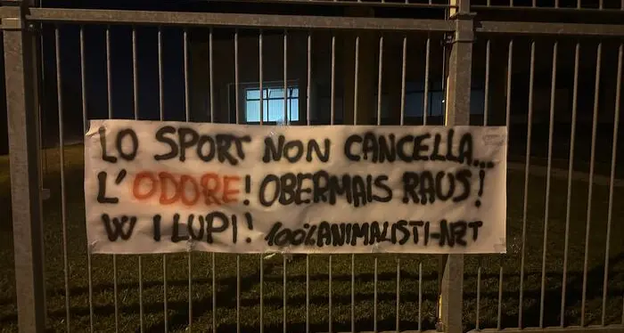 Blitz \"calcistico\" degli animalisti: lo striscione contro l'abbattimento dei lupi per la partita di serie D