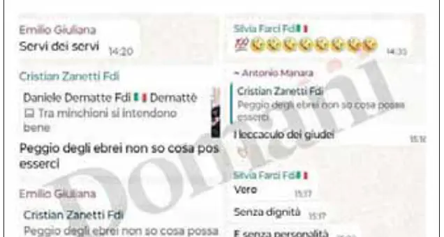 Coro di critiche di Pd e M5S per le chat antisemite di FdI a Trento: «Meloni li cacci»