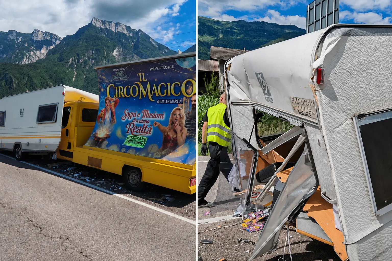 Incidente tra Levico e Novaledo: un furgone finisce contro una roulotte