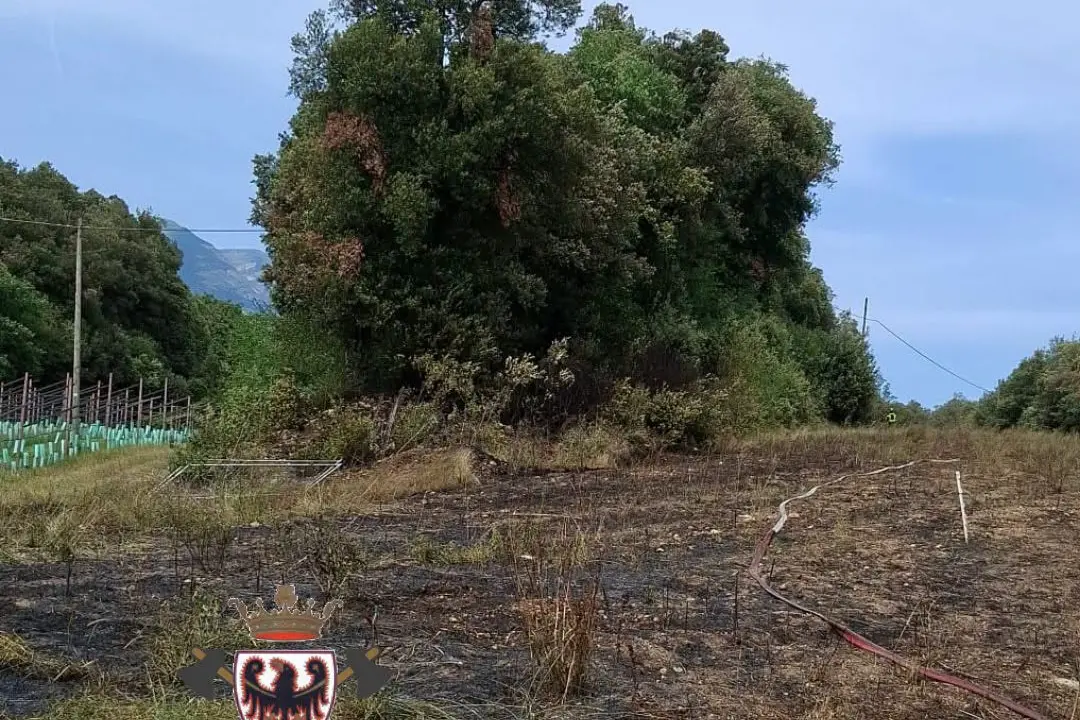 Incendio vicino al Lago di Toblino, in fiamme un ettaro di vegetazione