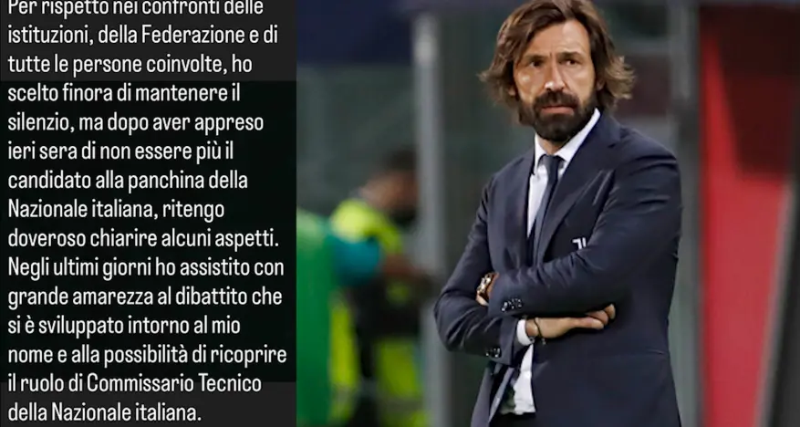 Pirlo rompe il silenzio: «Non sarò il ct dell'Italia, mi hanno attribuito idee che non ho»