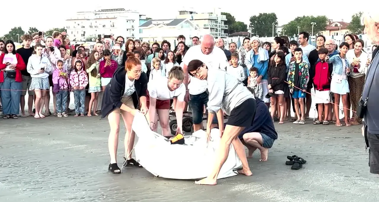 Riccione, la tartaruga Nancy torna in mare tra gli applausi di cittadini e turisti