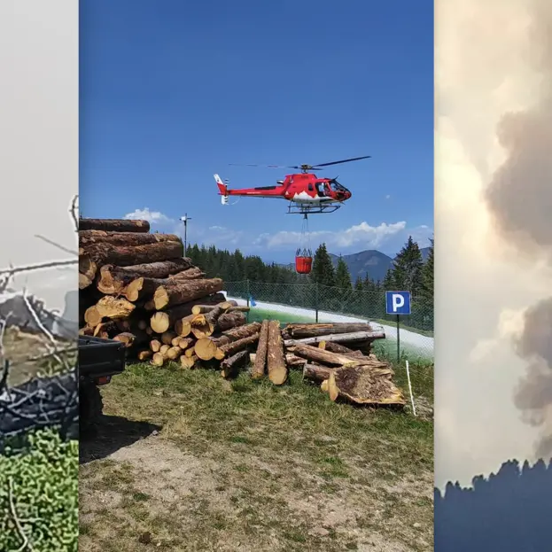 Incendio sul Cermis: 60 vigili del fuoco in azione, operazioni difficili per il vento