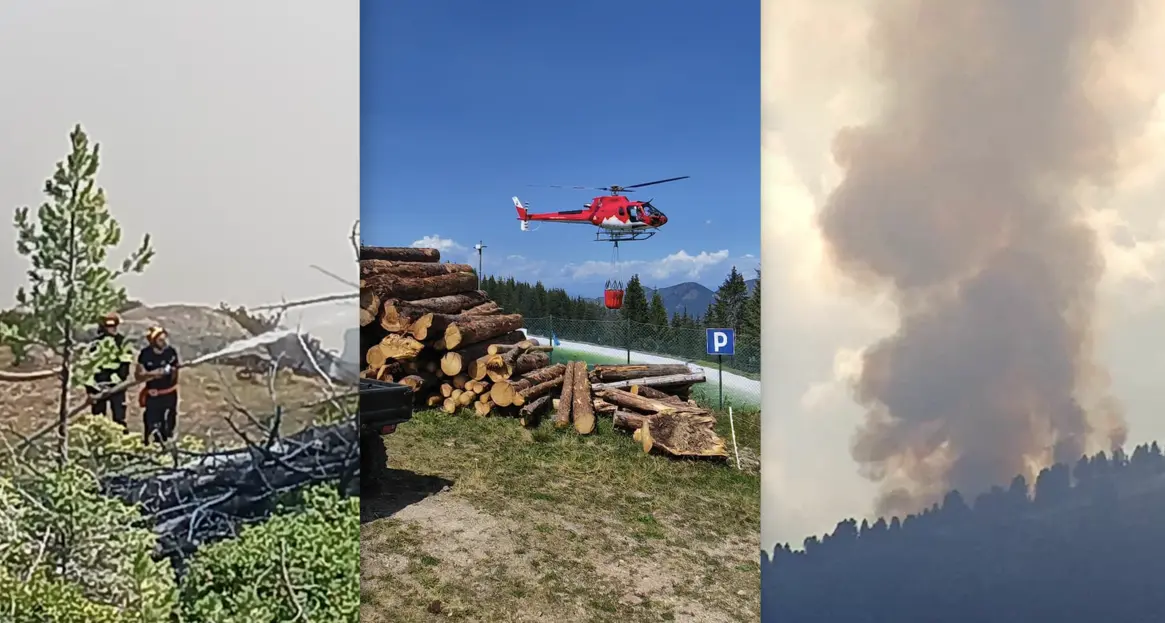 Incendio sul Cermis: 60 vigili del fuoco in azione, operazioni difficili per il vento