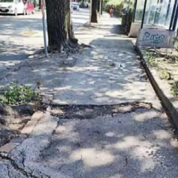 Rovereto, marciapiedi pieni di buche: «Un vero disastro per i pedoni»