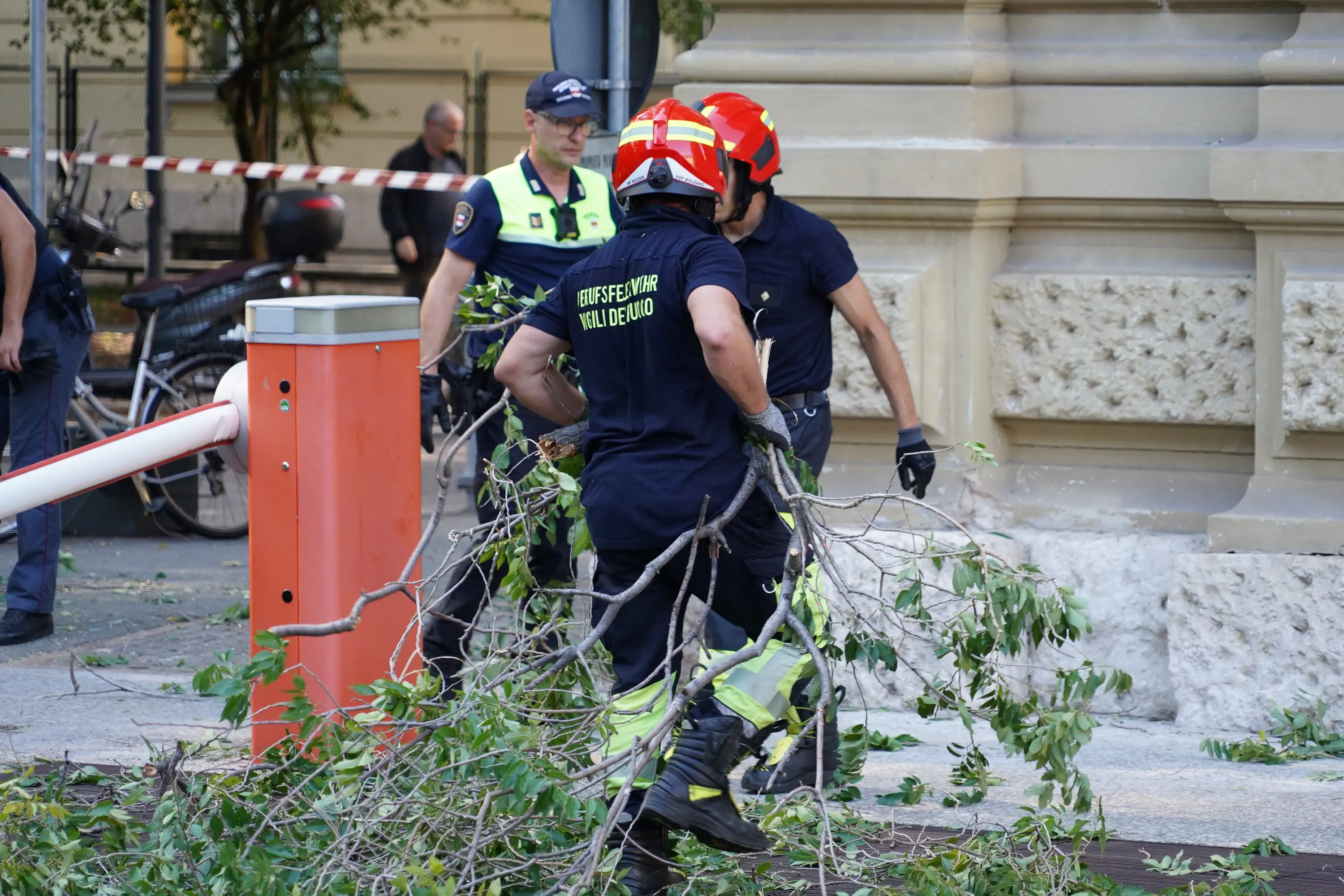 Bolzano, grosso ramo si spezza al parco: tre turisti feriti