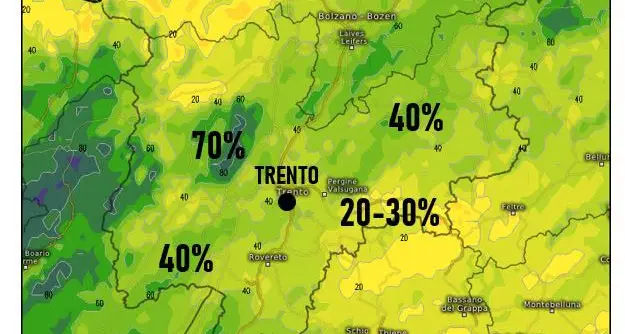 Trentino, mercoledì arriva la pioggia: ecco dove ne scenderà di più